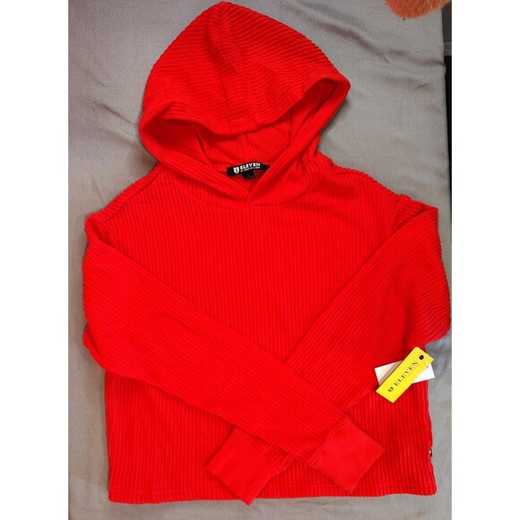 Women's Eleven by Venus Williams In Bloom Long Sleeve Top Hood Candy Red Small - Picture 3 of 7